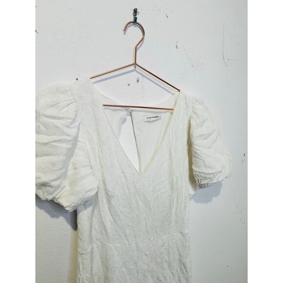 CLUB MONACO Women's White Short Sleeve V-Neck Textures Tie Back Jumpsuit Size 8 - Picture 4 of 14